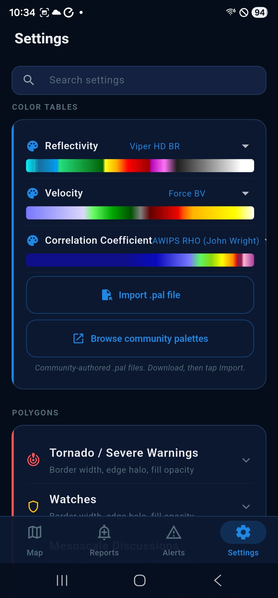 Color table picker