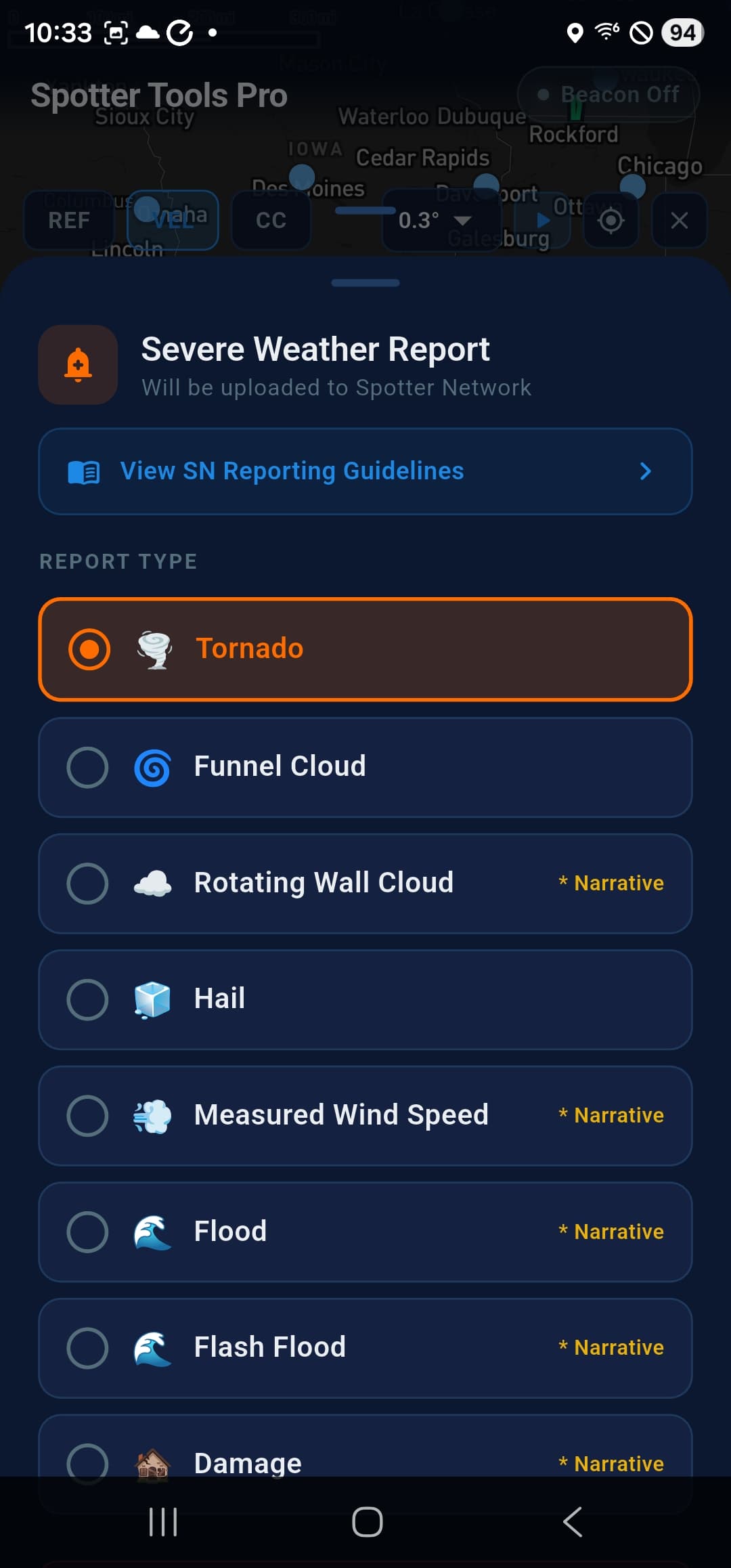 Severe weather report form